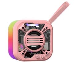 RadiGlow RGB Bluetooth Speaker – Mini Speaker met Radiator Design – 5W Geluid – RGB Licht – Bluetooth 5.4 – TWS & TF-kaart – Type-C Roze