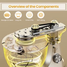 keukenmachine – 2000W Vermogen – 8,5L RVS Kom – Planetair Mengsysteem – Kleur: Crème – Royal Swiss — thumbnail 2