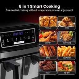 De Warenloods - XXL Airfryer - Heteluchtfriteuse - Heteluchtoven - 2 lades van 4,5 liter - 8 automatische programma's - LED-touchscreen - Zwart - 36x40x32cm — thumbnail 6