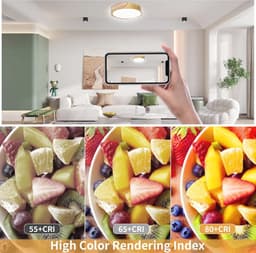 Dimbare Houten Plafondlamp 3000K-6000K met Afstandsbediening - Moderne LED Lamp voor Woonkamer, Slaapkamer en Hal, 32W, 30 cm, Gouden — thumbnail 5