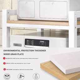 Wasmachine Rek met Opbergruimte - In hoogte Verstelbare Standaard voor Wasmachine en Droger — thumbnail 4