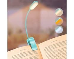 Leeslamp met USB C Opladen - 16 LED, 3 Kleurtemperaturen, Flexibele Klem voor Nachtlezen