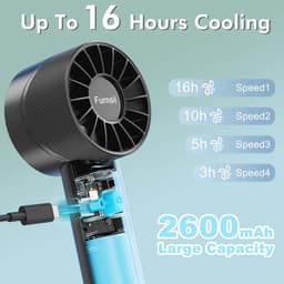 Klein Draagbaar Ventilator - Super Krachtige Turbo Handventilator met Oplaadbare USB Batterij voor 16 Uur Gebruik - Persoonlijke Handventilator voor Kantoor en Reizen — thumbnail 1