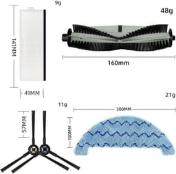 Accessoirekit - 11 stuks - geschikt voor ILIFE A7 A9S X785 X750 X800 robotstofzuiger - 1 hoofdborstel, 3 paar zijborstels, 2 filters en 2 dweildoekjes — thumbnail 2