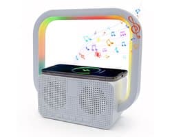 longziming -Luidspreker – Bluetooth Speaker – Draadloos Oplaadstation met Bluetooth Speaker – LED Sfeerverlichting – Speaker met Helder Geluid – Multifunctionele Bureau- en Nachtkast Speaker