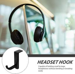 4 Stuks - Koptelefoonhouders - 8*2.5*7.6 cm - Headset Houder - Koptelefoon Haak - Koptelefoon Standaard - Headset Hanger - Zwart - Kunststof - Antislip - Zelfklevend - Koptelefoon Houder voor Bureau — thumbnail 5