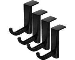 4 Stuks - Koptelefoonhouders - 8*2.5*7.6 cm - Headset Houder - Koptelefoon Haak - Koptelefoon Standaard - Headset Hanger - Zwart - Kunststof - Antislip - Zelfklevend - Koptelefoon Houder voor Bureau