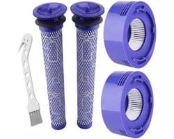 4-Pack Filtervervanging - Geschikt voor Dyson V7 V8 Stofzuiger - 2 HEPA Post Filter, 2 Pre Filter, 1 Borstel - Stofzuiger Onderdeel