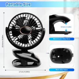 Compacte 3-in-1 USB-ventilator met 5 snelheden en LED-display voor thuis en onderweg — thumbnail 2