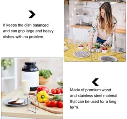Gripper Bowl - Roestvrijstalen komklemmen - Plate Holder - Houten handvat - Opvouwbaar - Roestvrij staal - Hittebestendig - Geschikt voor het verwijderen van voedsel uit ovens, airfryers, magnetrons en stoompannen - Zilver — thumbnail 11