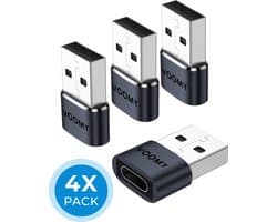 4x Voomy USB A naar USB C Adapter - USB C naar USB Converter - USB-A Male & USB-C Female - Geschikt voor Telefoon, Tablet & Laptop - Space Grey