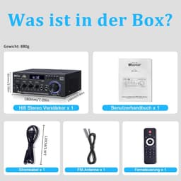 Bluetooth 5.0 Stereo Versterker Mini Audio Power Amplifier met Bass, AUX, RCA, USB en FM Radio — thumbnail 5
