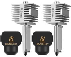 2x Hotend Set met 0.2mm en 0.4mm Gehard Stalen Nozzles voor 3D Printer, Snelle Hoge Temperatuur Verwisseling