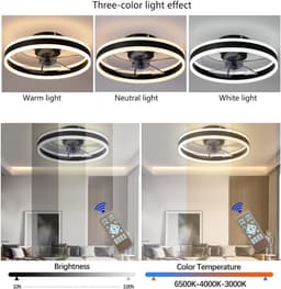 Strakke Zwarte Plafondventilator met Dimbaar Licht en Afstandsbediening - Laag Profiel 50 cm — thumbnail 3