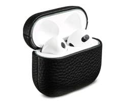 Accezz Echt Leren Case - Hoesje geschikt voor AirPods 3 (2021) - Zwart