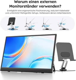 Draagbare monitor - Extern beeldscherm - Werk en entertainment - Verstelbare standaard - 156 inch - Zwart — thumbnail 5