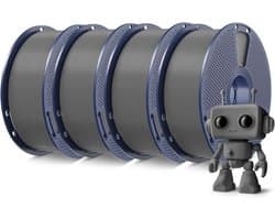Hoogwaardig PLA Meta 3D Printer Filament - 4kg Set (4x 1kg) - 1.75mm - Grijs