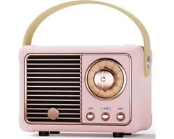 Bluetooth-luidspreker - Klein - Retro - Draagbare feestluidspreker - Geschikt voor binnen en buiten - Decoratie voor kinderkamer - Perfect cadeau of decoratie voor verjaardagen, feesten en bruiloften - Roze