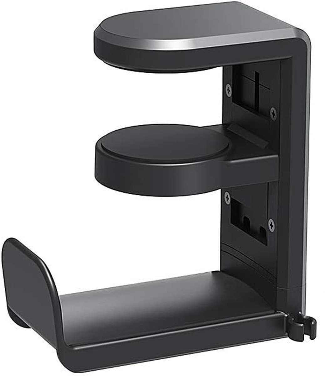 Koptelefoonhouders - Headset Houder - Koptelefoon Haak - Koptelefoon Standaard - Headset Hanger - 11,43*10,16*4,06 cm - Zwart - Kunststof - Verstelbare - Roterende armklem - Antislip - Koptelefoon Houder voor onder Bureau — afbeelding 1