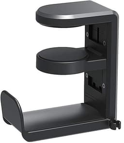 Koptelefoonhouders - Headset Houder - Koptelefoon Haak - Koptelefoon Standaard - Headset Hanger - 11,43*10,16*4,06 cm - Zwart - Kunststof - Verstelbare - Roterende armklem - Antislip - Koptelefoon Houder voor onder Bureau — thumbnail 1