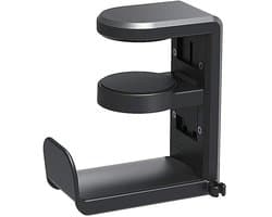 Koptelefoonhouders - Headset Houder - Koptelefoon Haak - Koptelefoon Standaard - Headset Hanger - 11,43*10,16*4,06 cm - Zwart - Kunststof - Verstelbare - Roterende armklem - Antislip - Koptelefoon Houder voor onder Bureau