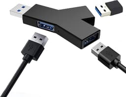 USB Hub 3 Poorten (2x USB 2.0 + 1x USB 3.0) - Mini Externe Adapter voor PC en Laptop - Zwart — thumbnail 1
