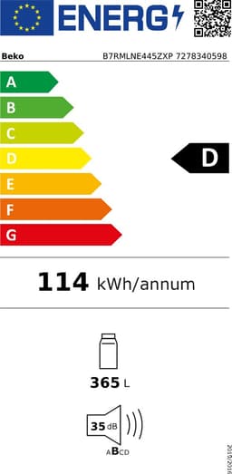 Beko B7RMLNE445ZXP, 365L , No Frost , Zuinig , Premium RVS Deur met Display — thumbnail 3
