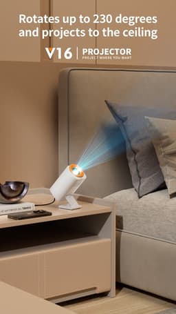 Mini Beamer V16 - Projector met Netflix+YouTube+Disney+ - 4K-ondersteuning - Home Cinema - Android 11 - WiFi 6 & Bluetooth 5.2 - Wit — thumbnail 5