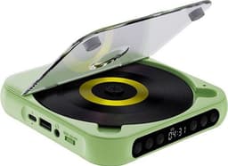 Draagbare Bluetooth-cd-speler met USB-C-snelladen – Ultradun en compact – Ondersteunt MP3/WMA-formaten – Geschikt voor zowel reizen als thuisgebruik – Groen — thumbnail 1