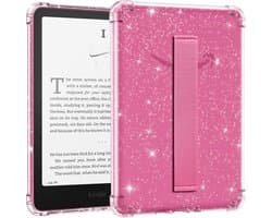 Slanke Transparante TPU Hoes met Handgreep voor 7 Inch E-reader - Beschermhoes Glitter & Magenta
