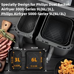 Ninja AF400EU AF500EU AF451EU DZ401 Siliconen Accessoire Heteluchtfriteuse voor Ninja Foodi Max met dubbele zone 9,5 L-10,4 L, Siliconen Opbergmat voor Heteluchtfriteuse — thumbnail 8