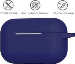 Hoesje Geschikt voor Apple AirPods Pro 2 - Siliconen Hoes met Clip - Silicone Case Cover - Donkerblauw — thumbnail 4