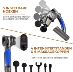 Bluemay Revolutionaire Massage Gun - 5 verschillende Hoeken - Massageapparaat - Rugmassage - Nekmassage - Spierstimulator - Handmassage — thumbnail 2