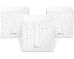 DrPhone NOVA2 – Mesh WiFi 6 Router + 2x Satelliet - AC2100 - Zakelijk - 500 M² Bereik – Verbinding Met 120 Apparaten – WiFi Netwerk Met Ouderlijke Toezicht – Met Gastnetwerk - Wit