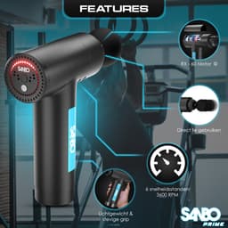 Sanbo Massage Gun Professioneel Prime - Met 5 Opzetstukken - Incl. Koffer - Massage Pistool - Massage Apparaat - Zwart — thumbnail 3