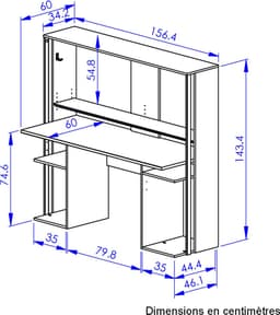 Game bureau STANDA - Met opbergruimte en ledverlichting - Zwart L 156.4 cm x H 145 cm x D 60 cm — thumbnail 2