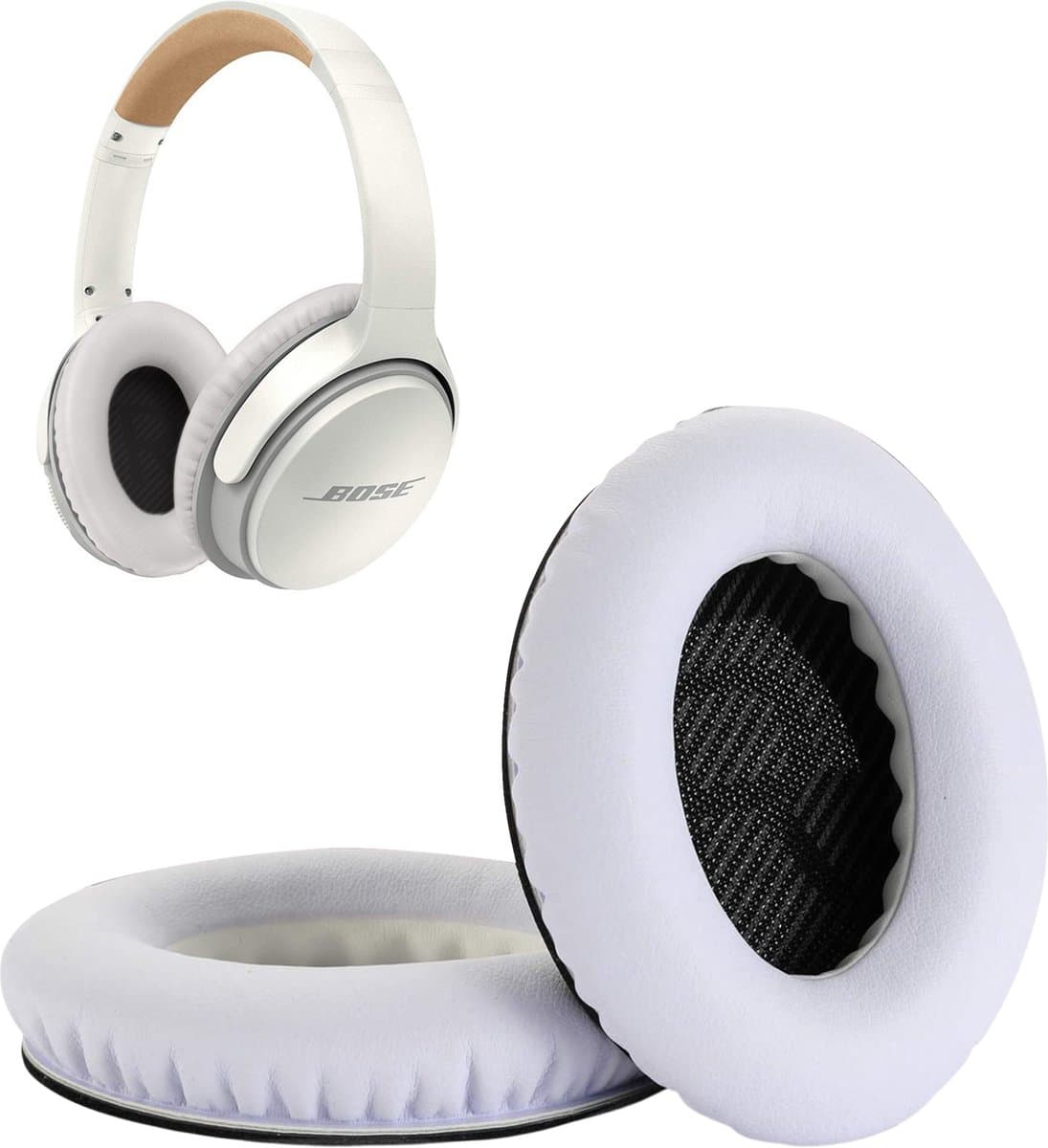 Set Oorkussens geschikt  voor Bose QuietComfort 35 ii / 35 / 25 / 15 / 2 / Soundtrue - Soundlink Around-Ear AE2 / AE2W / AE2I - Oorkussens voor koptelefoon - Ear pads headphones wit — afbeelding 1