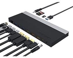 Wavlink USB-C Docking station 1 x HDMI + 2 x Displayport + 100W opladen + Ethernet + Kaartlezer + 4 x USB-A + Audio - Geschikt voor laptops met Thunderbolt 5, Thunderbolt 4, Thunderbolt 3 of USB-C