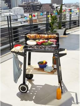 Grote Barbecue BBQ ideaal in de zomer met wielen - extra barbequespies van 70cm - — thumbnail 3