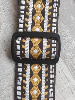 P&P® - Professionele Verstelbare Stevige Gitaarband - Guitar strap Band - Luxe Gitaarriem - Bas/Elektrische /Akoestische/ Klassieke Gitaar - Geborduurd geel/bruin — thumbnail 2