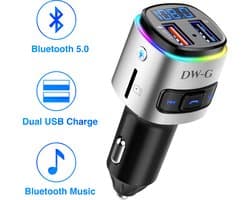DW-G Bluetooth FM Transmitter - Auto Lader - Carkit - Handsfree - MP3 - USB - SD Kaart - Snel Lader - Audio Receiver