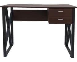 Bureau computer tafel Stoer - laptop buro - zwart metaal bruin hout