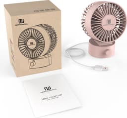 Northwall Mini USB Ventilator - Tafelventilator Roze - Stille Mini Fan - Retro Bureau Ventilator - Klein, Stil en Geruisloos - Dual Motoren - Kantelbaar - 2 Snelheden — thumbnail 4