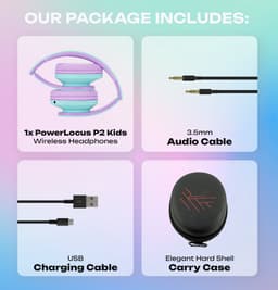 PowerLocus P2 draadloze Over-Ear Koptelefoon Inklapbaar koptelefoon voor kinderen - veilig volume van 85 dB - Bluetooth Hoofdtelefoon - Met microfoon — thumbnail 7