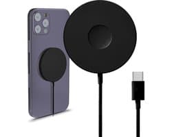 MMOBIEL Magnetische Draadloze Oplader 15W Geschikt voor MagSafe - USB - C kabel 1 M - Zwart
