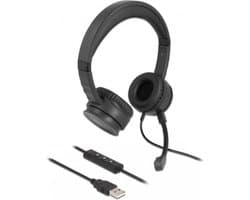 USB Stereo-headset met kabel afstandsbediening en Quick-Mute-knop voor pc en laptop