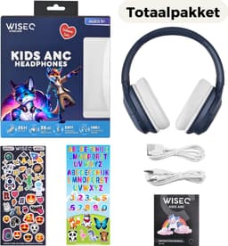 WiseQ ANC Koptelefoon Kinderen – Actieve Noise Cancelling – Draadloze Koptelefoon Kind – 35u Bluetooth – Hufterproof – Over Ear - Geluidsdempende koptelefoon met Microfoon - Blauw — thumbnail 9