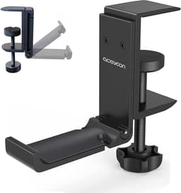 Headset Holder, Foldable Headphones Stand Made of Aluminium Universal Headphone Holder with Cable Organiser Headphone Stand for All Gaming Headset and Bluetooth Headphones (Black) — thumbnail 1