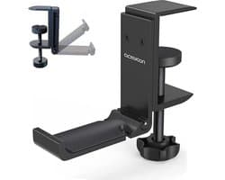 Headset Holder, Foldable Headphones Stand Made of Aluminium Universal Headphone Holder with Cable Organiser Headphone Stand for All Gaming Headset and Bluetooth Headphones (Black)