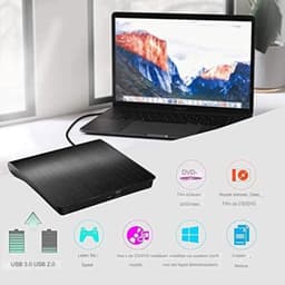 Externe DVD Speler - Externe DVD Speler voor Laptop - Externe DVD Speler en Brander - USB 3.0 - Zwart — thumbnail 2
